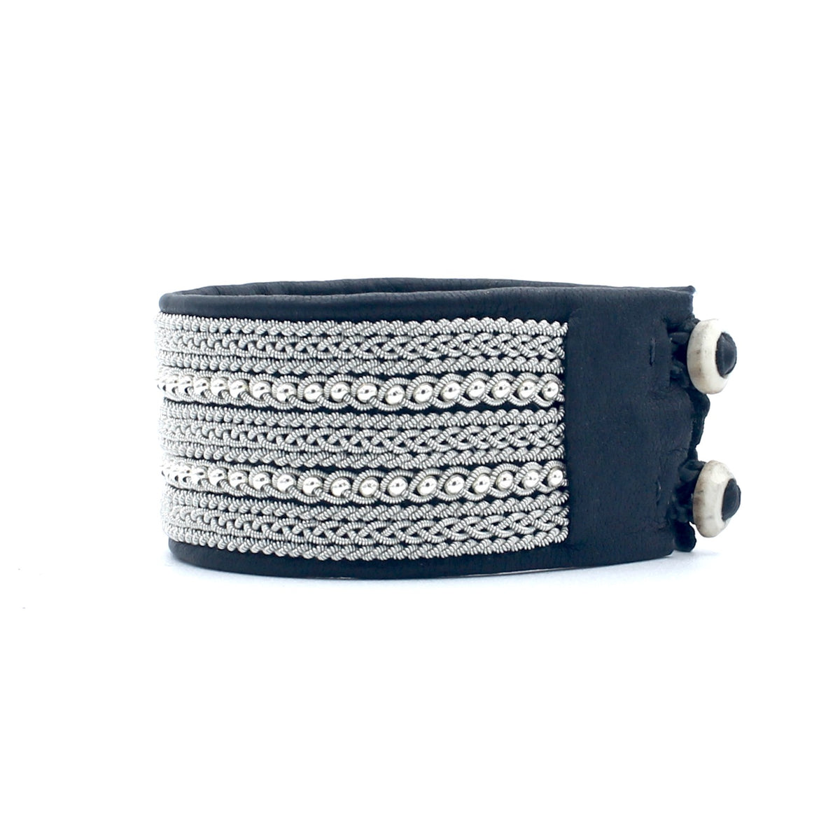 Wide Cuff with Silver Beads