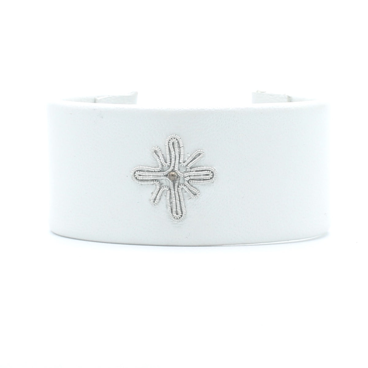 Snowflake Stiff Cuff in White