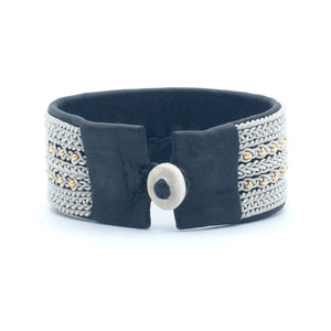 Maude Wide Cuff with Gold Beads