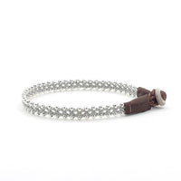 Lucia Narrow Braid with Silver Beads Dark Brown 6 3/4"