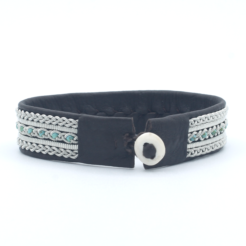 Malin Dark Brown with Turquoise Beads