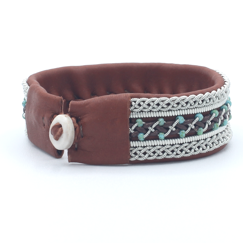 Sierra Camel/Dark Brown with Turquoise Beads