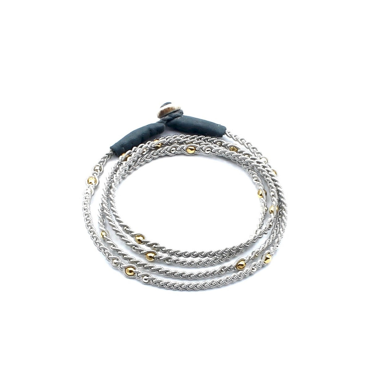 Wrap Bracelet with Silver and Gold Beads