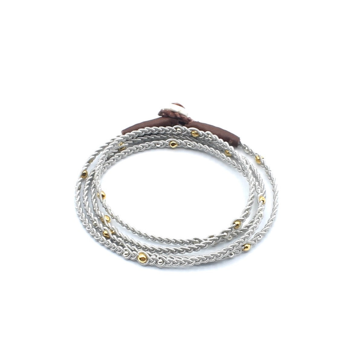 Wrap Bracelet with Silver and Gold Beads